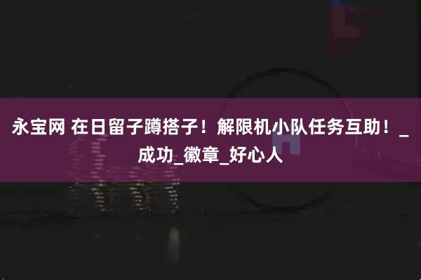 永宝网 在日留子蹲搭子！解限机小队任务互助！_成功_徽章_好心人